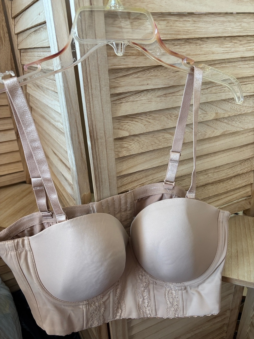 Coovoice Nude/Tan Strapless Longline Bra - Padded Support 42B NWT
